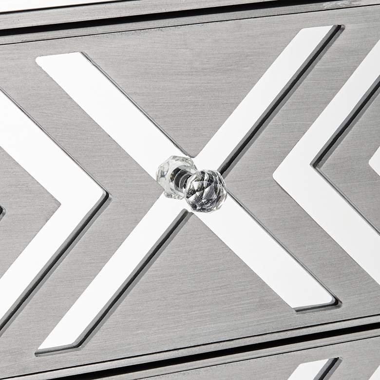 Image 4 Herringbone 32" Wide 3-Drawer Gray Mirrored Accent Chest more views