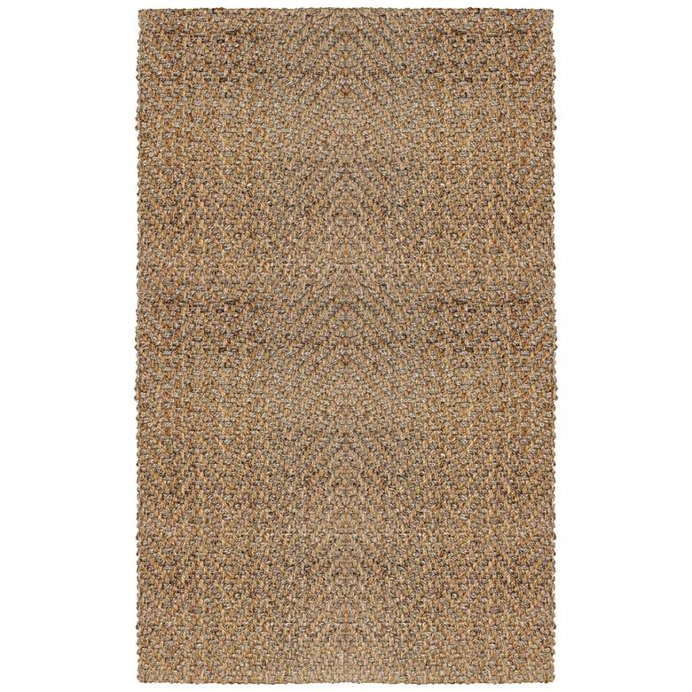 Image 1 Herringbone 5'x8' Natural Woven Hand-Spun Area Rug