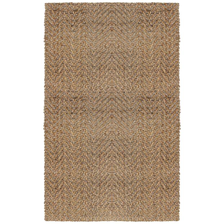 Image 1 Herringbone 5&#39;x8&#39; Natural Woven Hand-Spun Area Rug