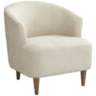 Herringbone Beige Fabric Modern Accent Chair