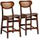 Hesper 24" Walnut Brown Wood Counter Stools Set of 2