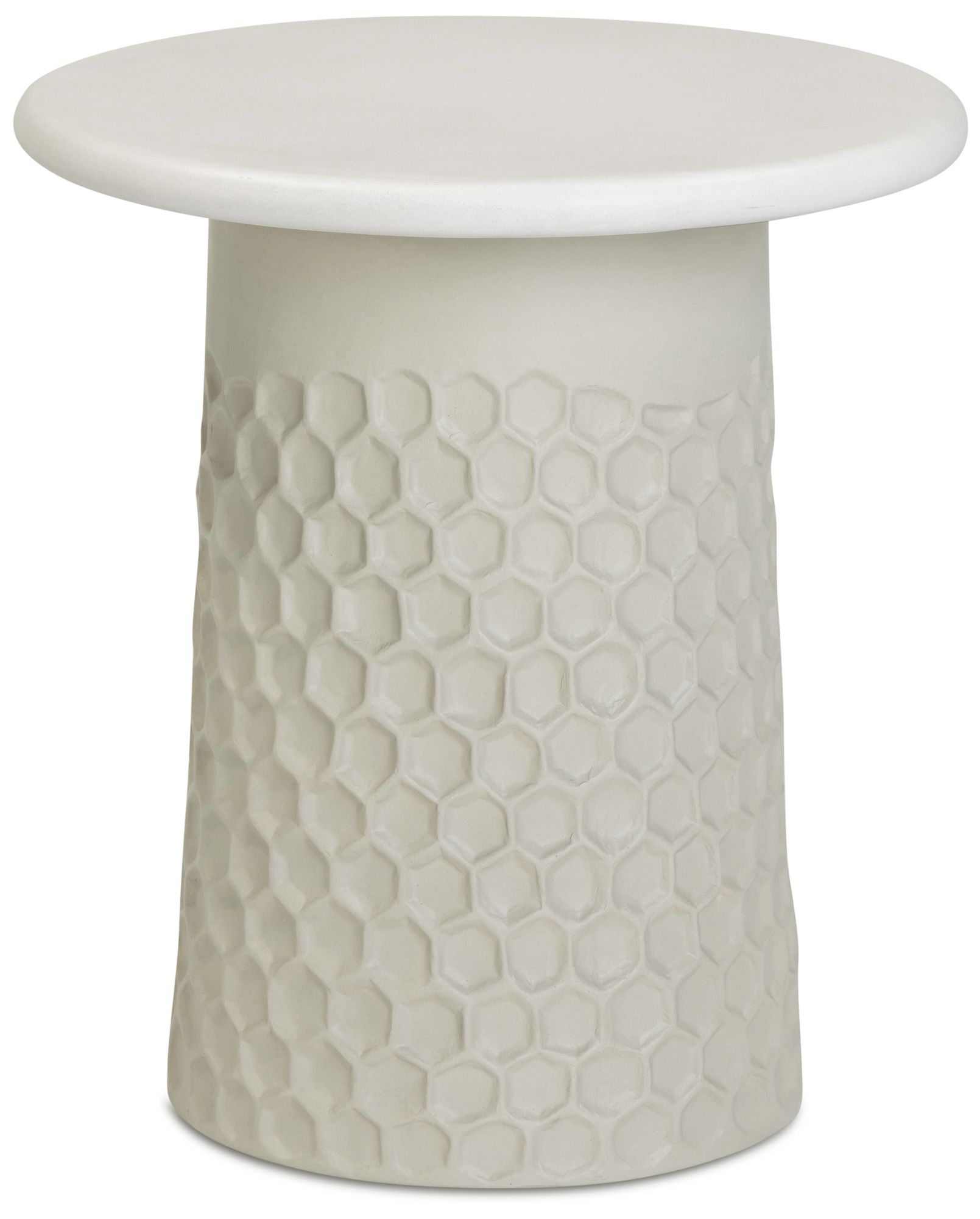 Image 3 Hessa Antique White Chiseled Concrete Indoor/Outdoor Side Table more views