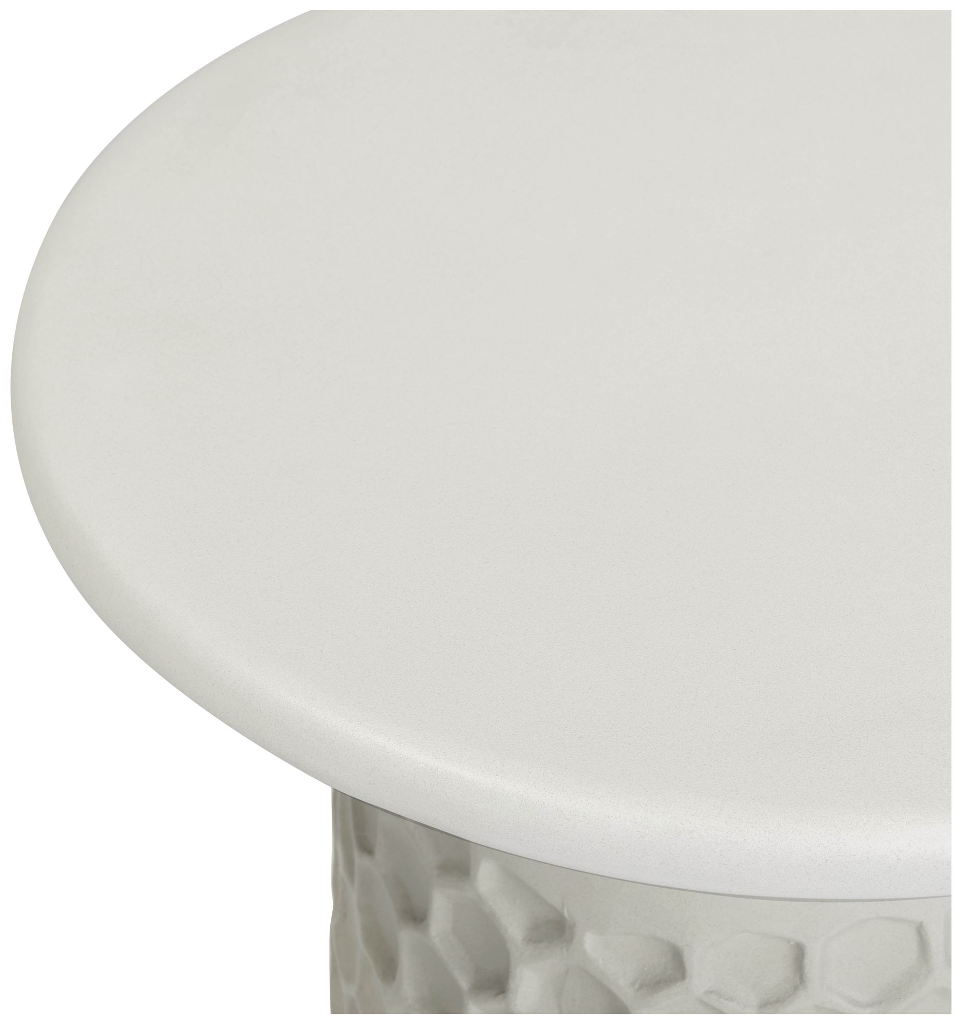 Hessa Antique White Chiseled Concrete Indoor/Outdoor Side Table