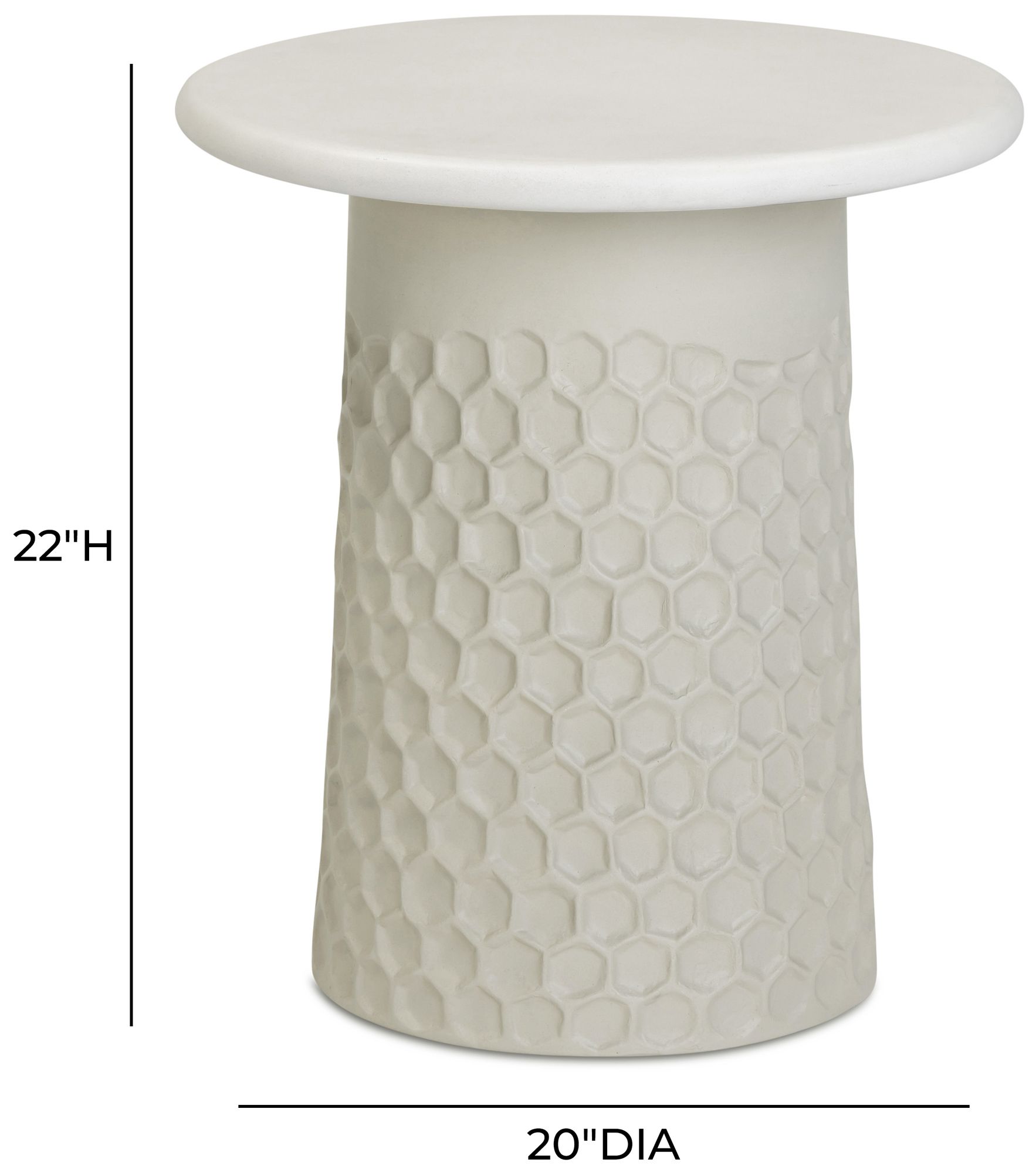Hessa Antique White Chiseled Concrete Indoor/Outdoor Side Table