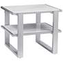 Hessle 24" Silver and White Marble Rectangular End Table