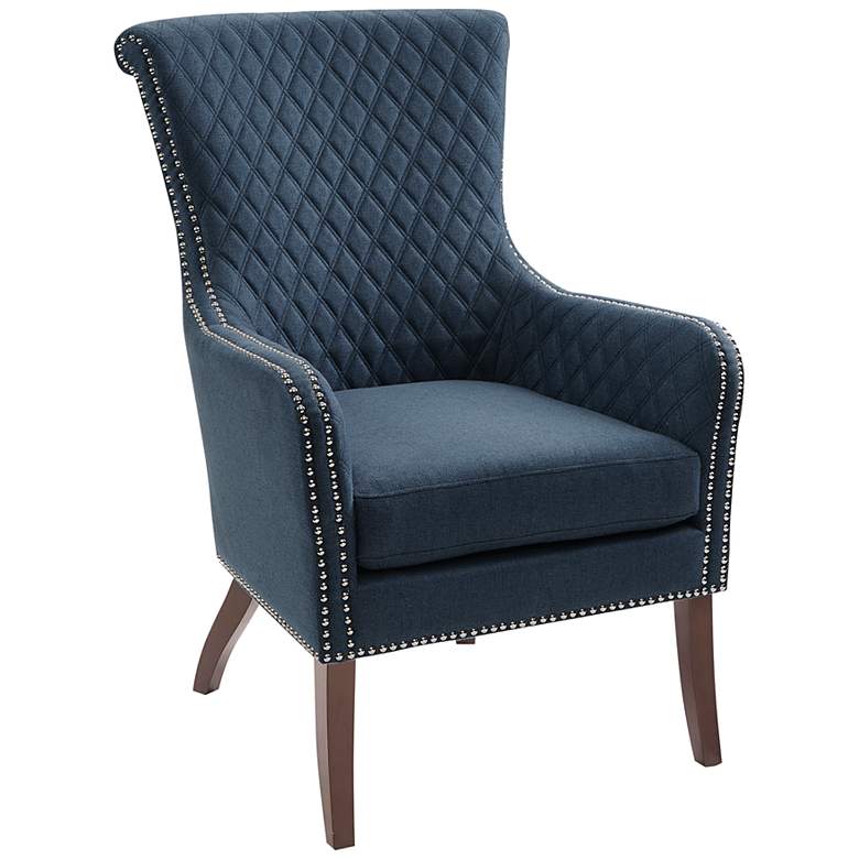 Heston Dark Blue Fabric Quilted Accent Chair