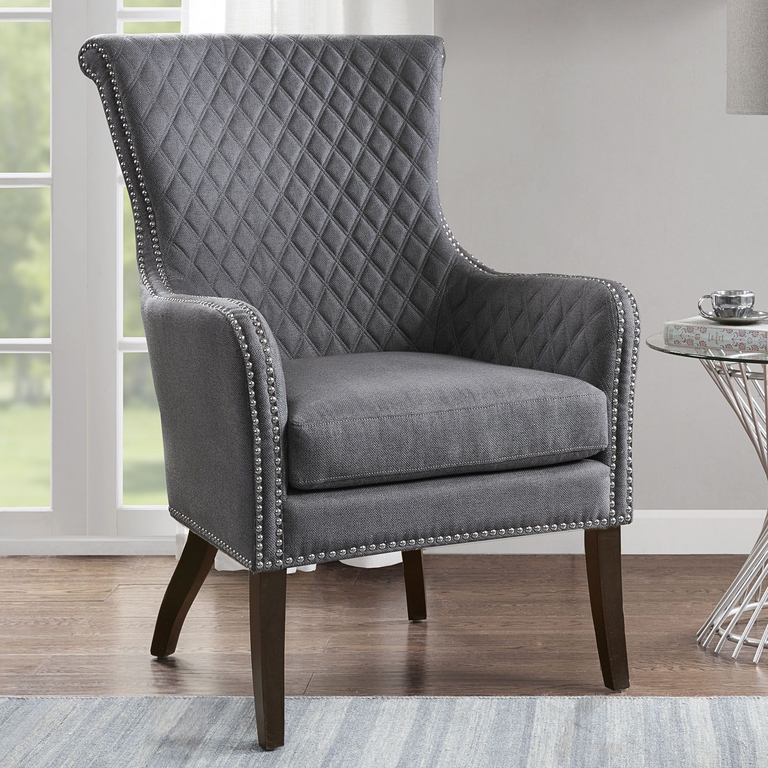 High back chair grey hot sale