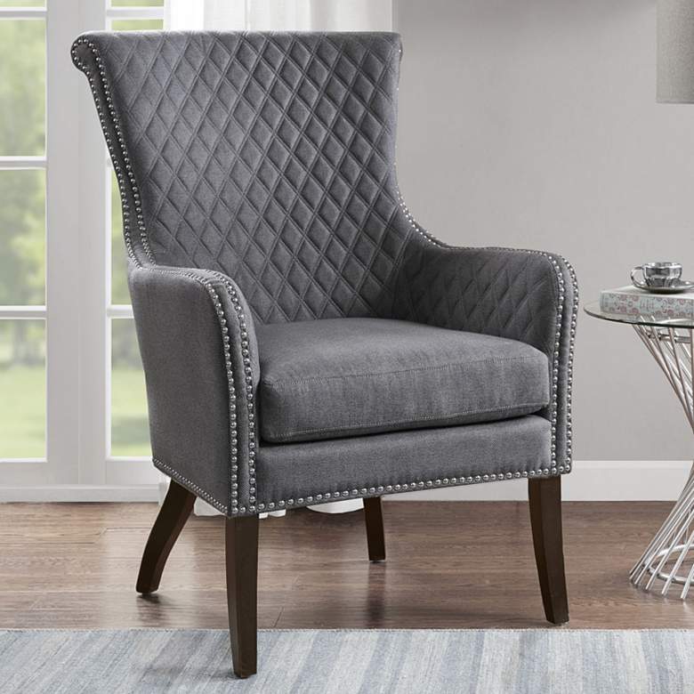 Image 1 Heston Gray Fabric Quilted Accent Chair