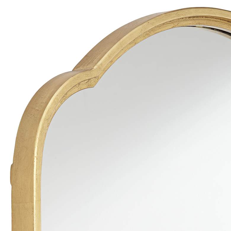 Image 3 Heston Metallic Gold Leaf 24" x 43 1/4" Arch Top Wall Mirror more views