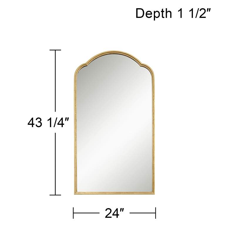 Image 7 Heston Metallic Gold Leaf 24 inch x 43 1/4 inch Arch Top Wall Mirror more views