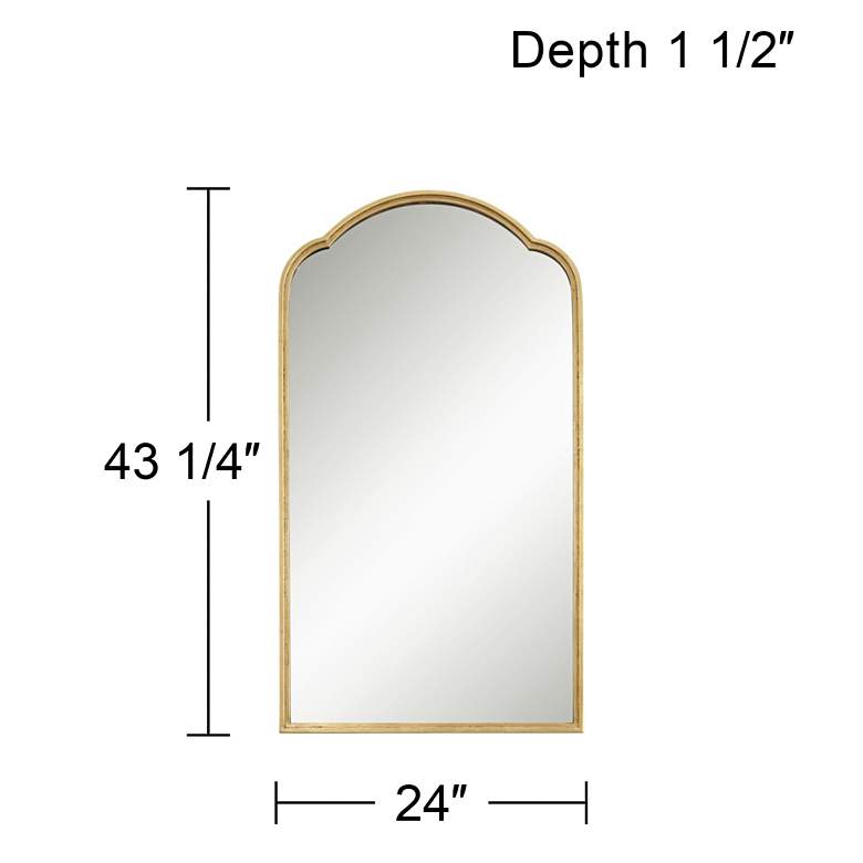 Image 7 Heston Metallic Gold Leaf 24" x 43 1/4" Arch Top Wall Mirror more views