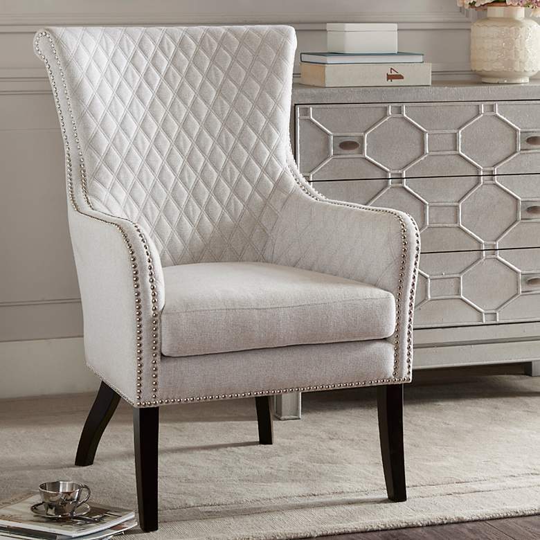 Image 1 Heston Natural Fabric Quilted Accent Chair
