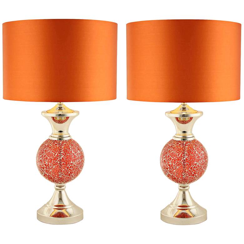 Image 1 Hettie Orange Mosaic Glass Orb Metal Table Lamp Set of 2