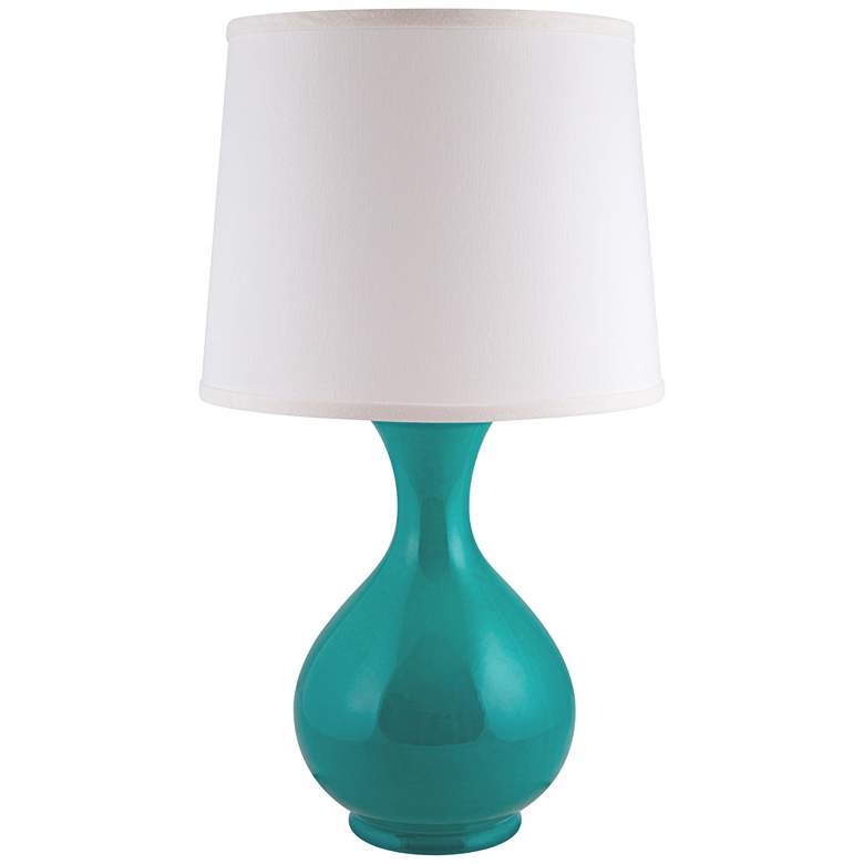 Image 1 Hewitt Bayside Turquoise Gloss Jar Ceramic Accent Table Lamp