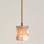 1_Hex 6" Wide Antique Brass and Agate Stone Mini Pendant
