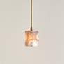 6_Hex 6" Wide Antique Brass and Agate Stone Mini Pendant more views