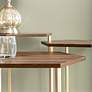 Hex Dark Walnut Top and Gold Metal Tables Set of 3