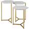 Hex Faux White Marble Top and Gold Tables Set of 3