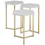 Hex Faux White Marble Top and Gold Tables Set of 3