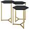 Hex Graphite Top and Gold Metal Tables Set of 3