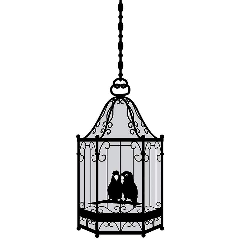 Image 2 Hexagon Bird Cage Black Wall Decal