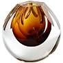 Hexagon-Cut Amber 5 1/4"W Layered Polish Art Glass Vase