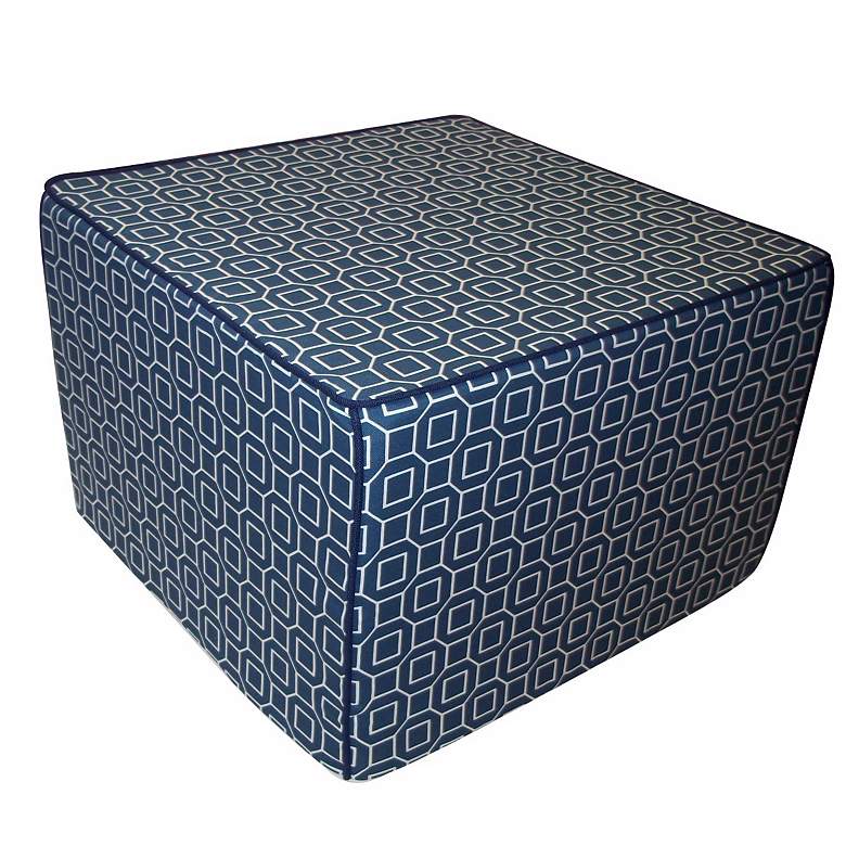 Image 1 Hexagon Outdoor Square Slate Blue Ottoman