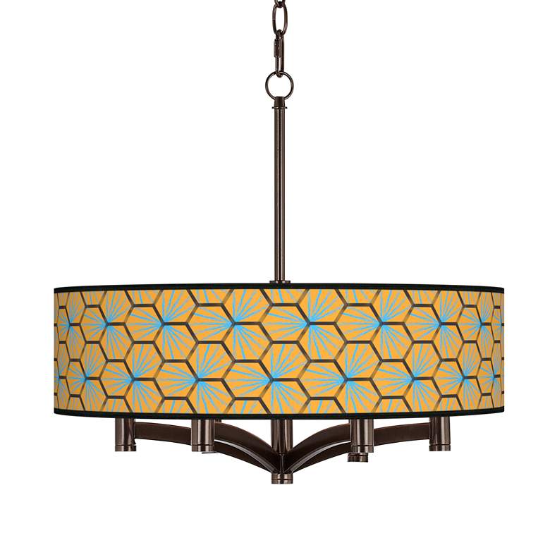 Image 1 Hexagon Starburst Ava 6-Light Bronze Pendant Chandelier