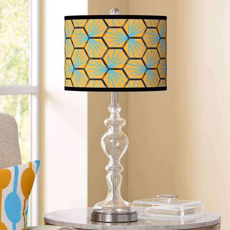 Image 1 Hexagon Starburst Giclee Apothecary Clear Glass Table Lamp