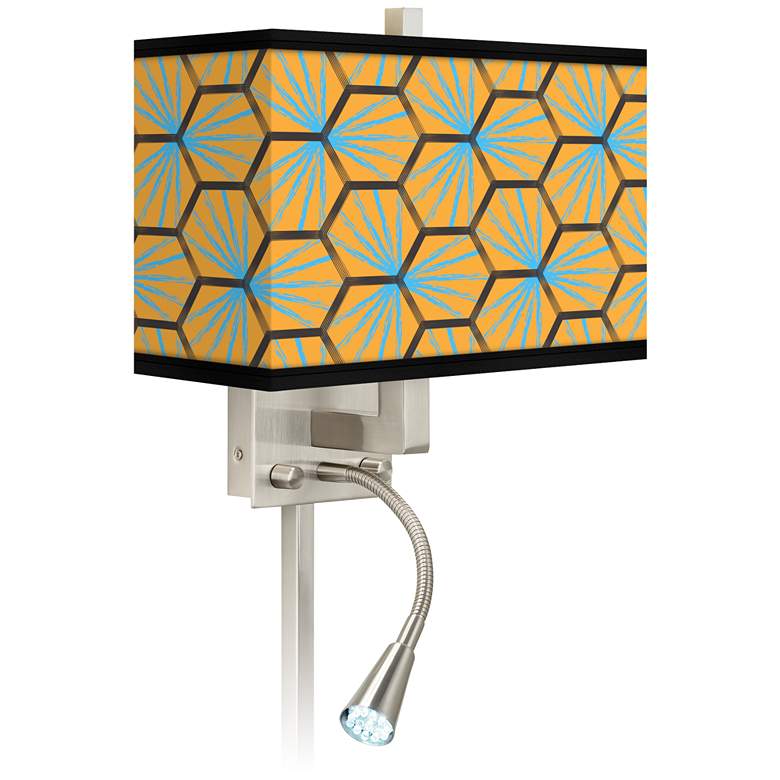 Image 1 Hexagon Starburst Giclee LED Reading Light Plug-In Sconce