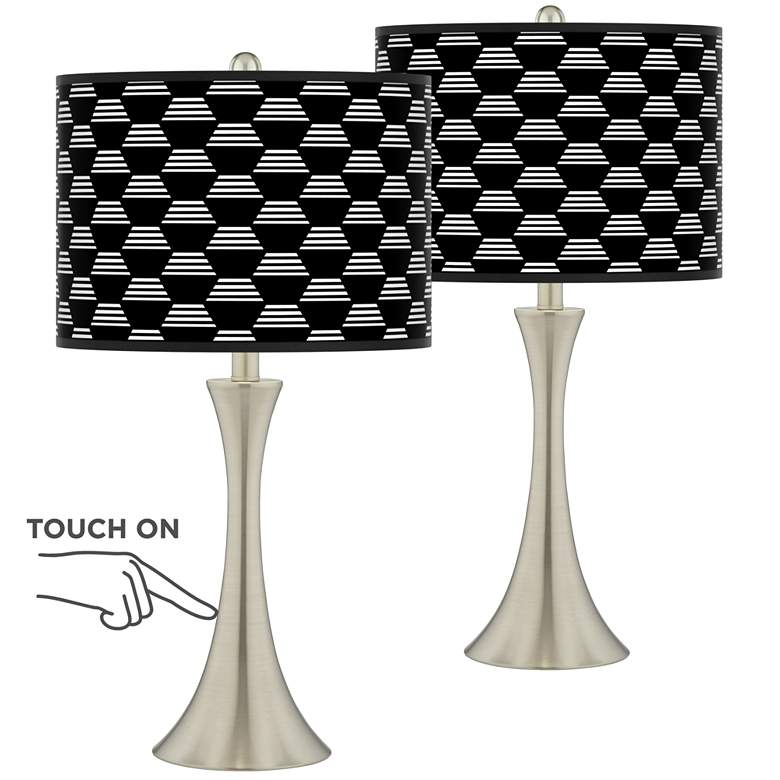 Image 1 Hexahedron Trish Brushed Nickel Touch Table Lamps Set of 2