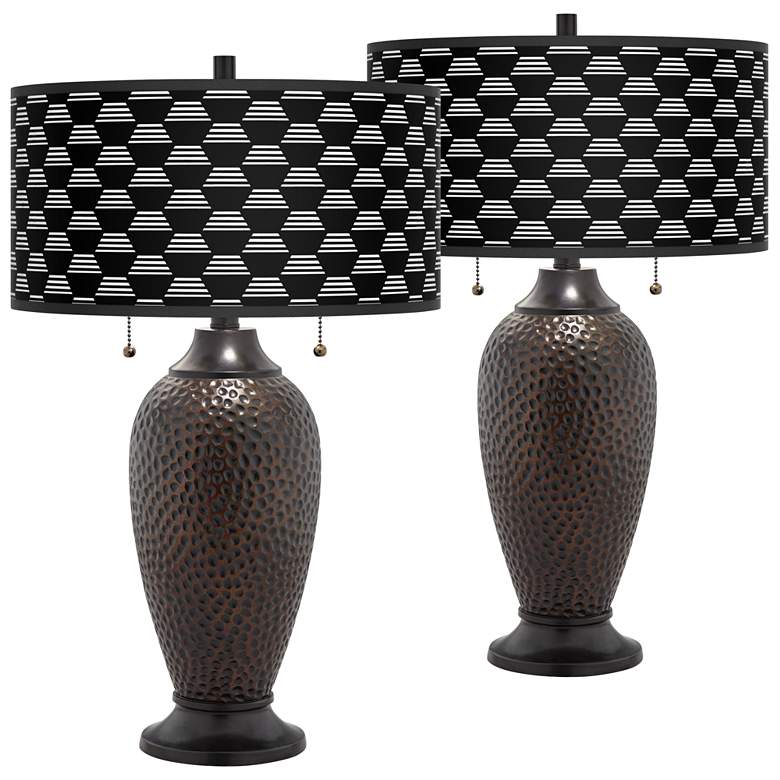 Image 1 Hexahedron Zoey Hammered Oil-Rubbed Bronze Table Lamps Set of 2