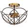 Hexley 13" Wide Bronze and Warm Brass Wired Ceiling Light