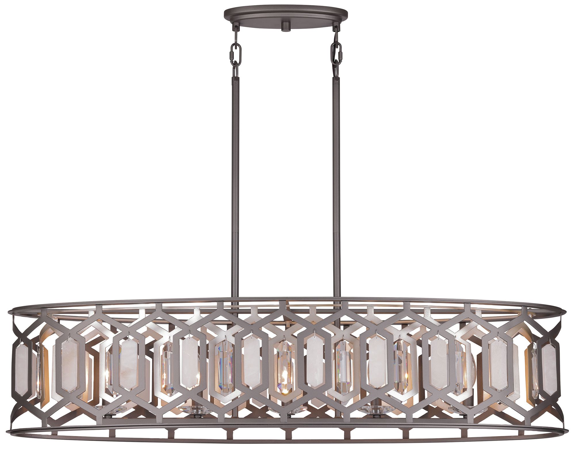 Hexly 44" Wide Bronze with Silver 5-Light Island Chandelier