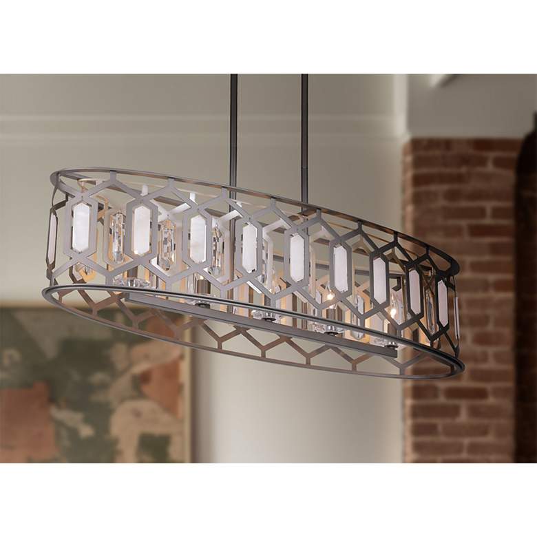 Image 1 Hexly 44" Wide Bronze with Silver 5-Light Island Chandelier