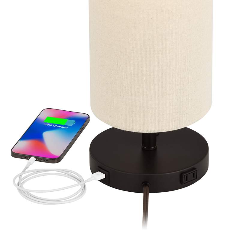 Image 4 Heyburn Bronze Accent Table Lamp with Outlet and USB Port more views
