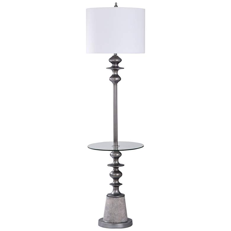 Image 1 Heywood Gray and Stone Painted Floor Lamp with Tray Table