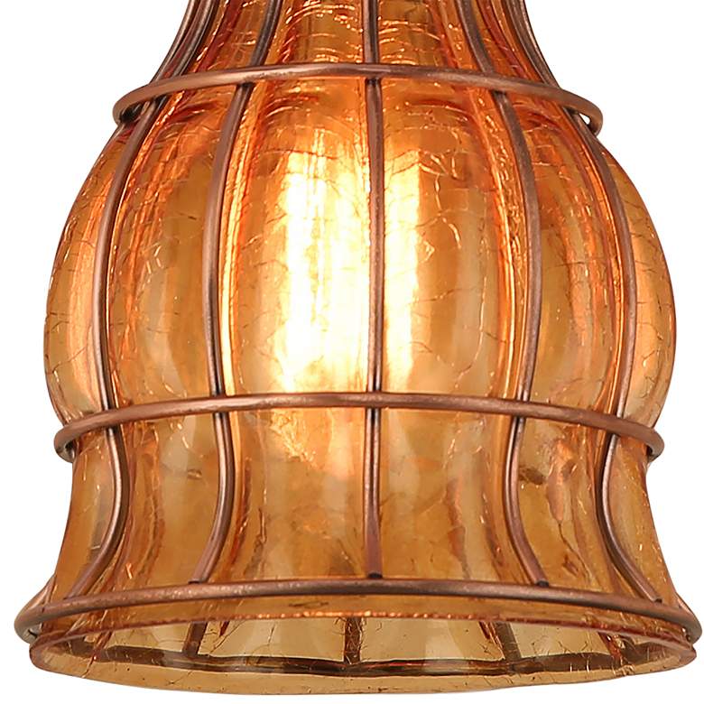 Image 2 Hi-Lite Aubrey 5 1/4" Wide Weathered Copper Dark Glass Mini Pendant more views