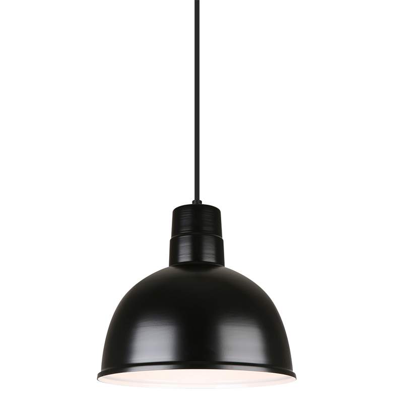 Image 2 Hi-Lite Deep Bowl 12 inch Wide Black Finish Dome Pendant Light