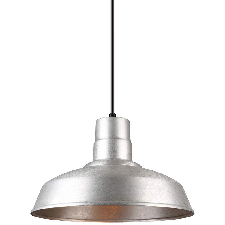 Image 2 Hi-Lite Warehouse 14 inch Wide Galvanized Metal Dome Pendant Light