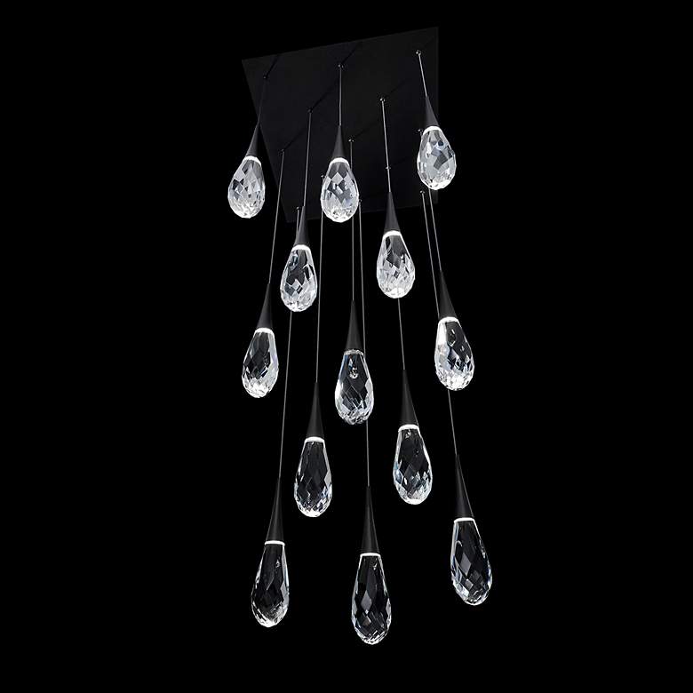 Image 2 Hibiscus 13"H x 20"W 13-Light Crystal Multi-Light Pendant in Blac more views
