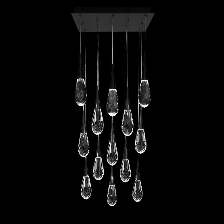 Image 3 Hibiscus 13"H x 20"W 13-Light Crystal Multi-Light Pendant in Blac more views