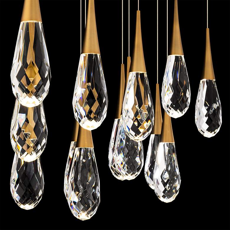 Image 4 Hibiscus 13"H x 40"W 14-Light Crystal Multi-Light Pendant in Aged more views