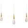 Hibiscus 13"H x 40"W 3-Light Crystal Multi-Light Pendant in Aged