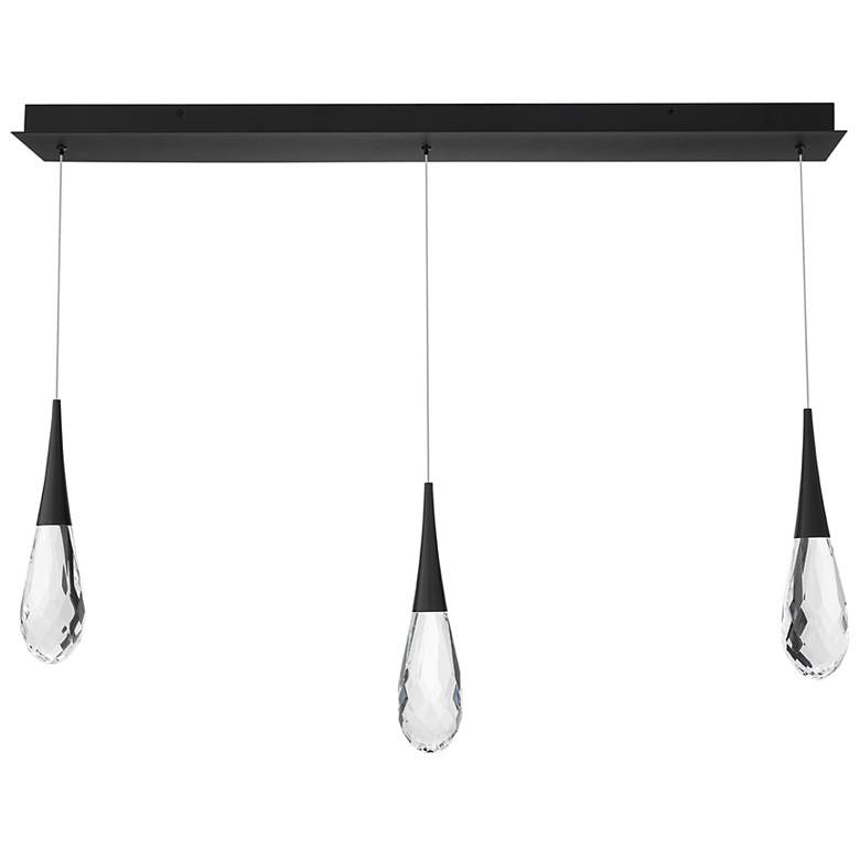 Image 1 Hibiscus 13"H x 40"W 3-Light Crystal Multi-Light Pendant in Black