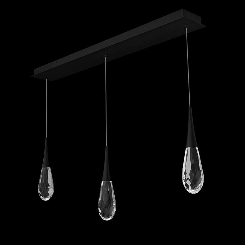 Image 2 Hibiscus 13"H x 40"W 3-Light Crystal Multi-Light Pendant in Black more views