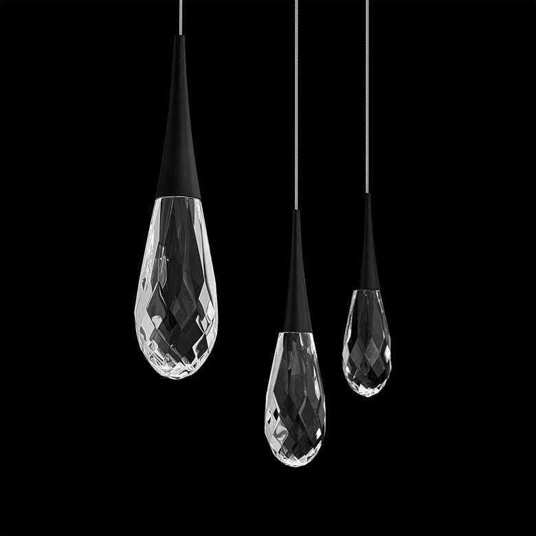 Image 4 Hibiscus 13"H x 40"W 3-Light Crystal Multi-Light Pendant in Black more views
