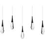 1_Hibiscus 13"H x 40"W 5-Light Crystal Multi-Light Pendant in Black