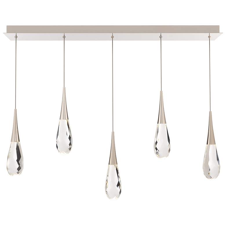 Image 1 Hibiscus 13"H x 40"W 5-Light Crystal Multi-Light Pendant in Polis