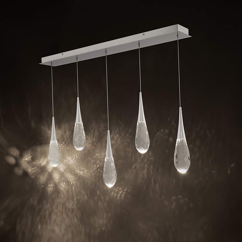 Image 3 Hibiscus 13"H x 40"W 5-Light Crystal Multi-Light Pendant in Polis more views